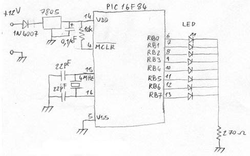 Schema circuito supercar 8 led rossi